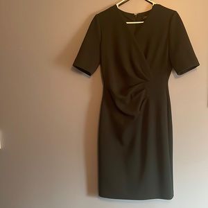 Tahari Pleat Sheath Dress - Bottle Green - Size 8